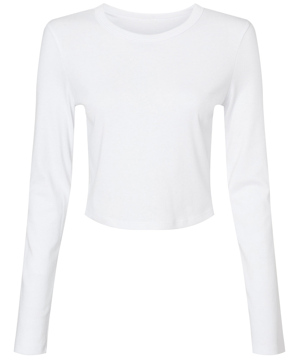 Bella Canvas Women’s micro rib long sleeve baby t-shirt in Solid White Blend, front view