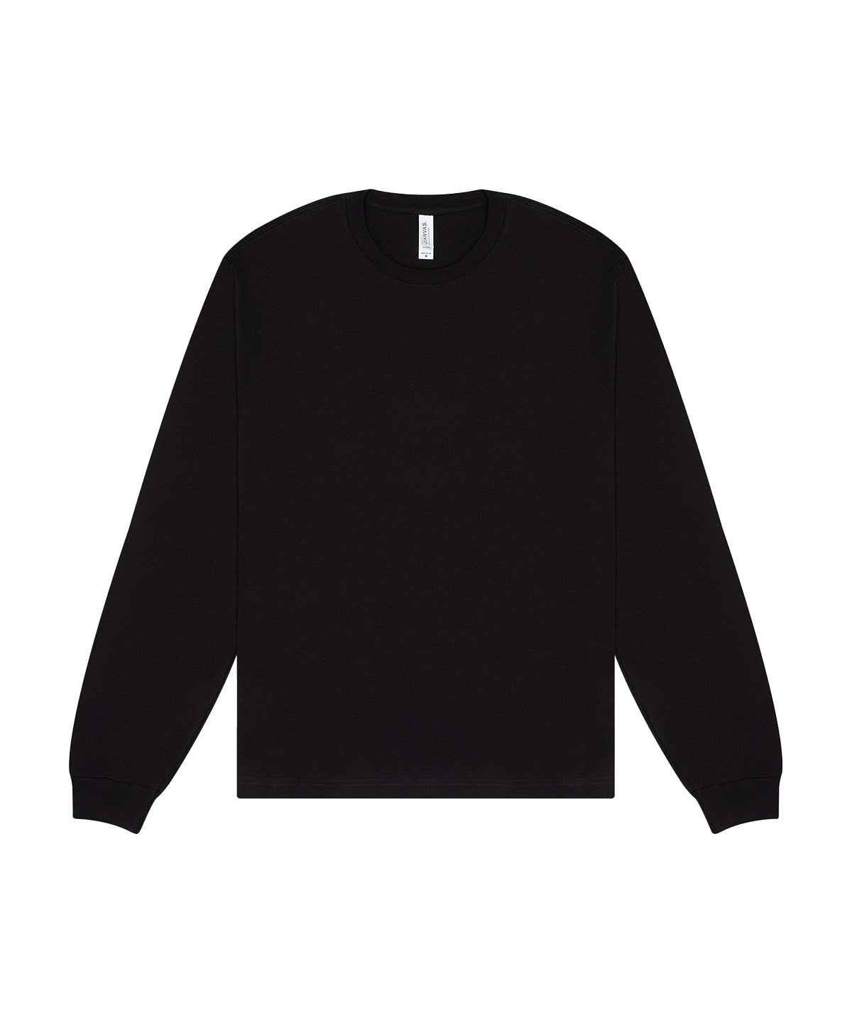 Bella Canvas Unisex heavy boxy long sleeve tee in Black, front view