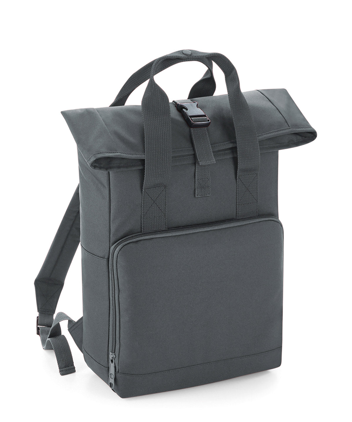 Bagbase Twin handle roll-top backpack in Graphite Grey, front view