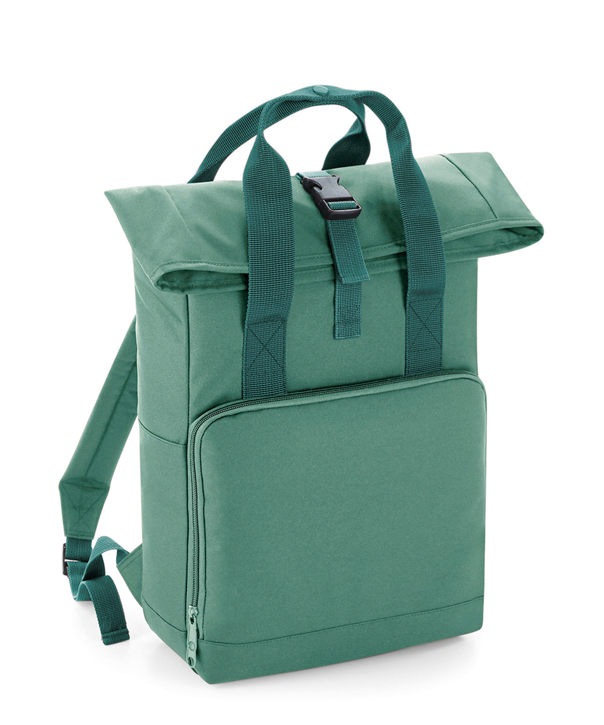 Bagbase Twin handle roll-top backpack in Sage Green, front view