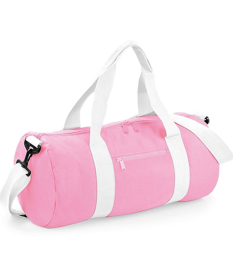 Bagbase Original barrel bag in Classic Pink/White, front view
