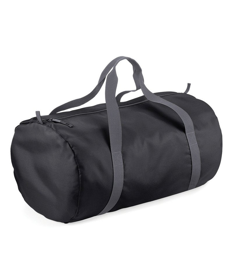 Bagbase Packaway barrel bag in Black, front view
