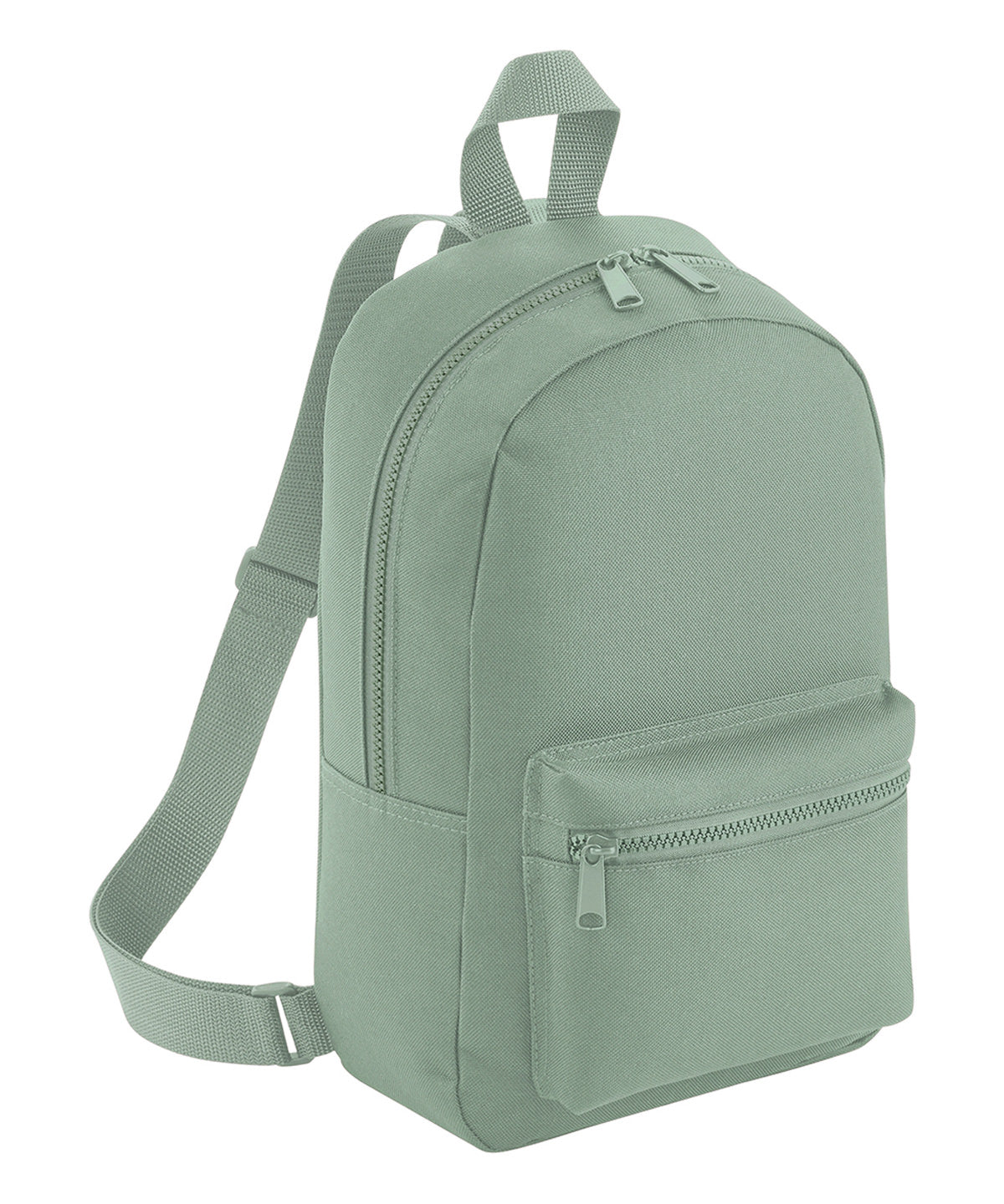 Bagbase Mini essential fashion backpack in Dusty Green, front view