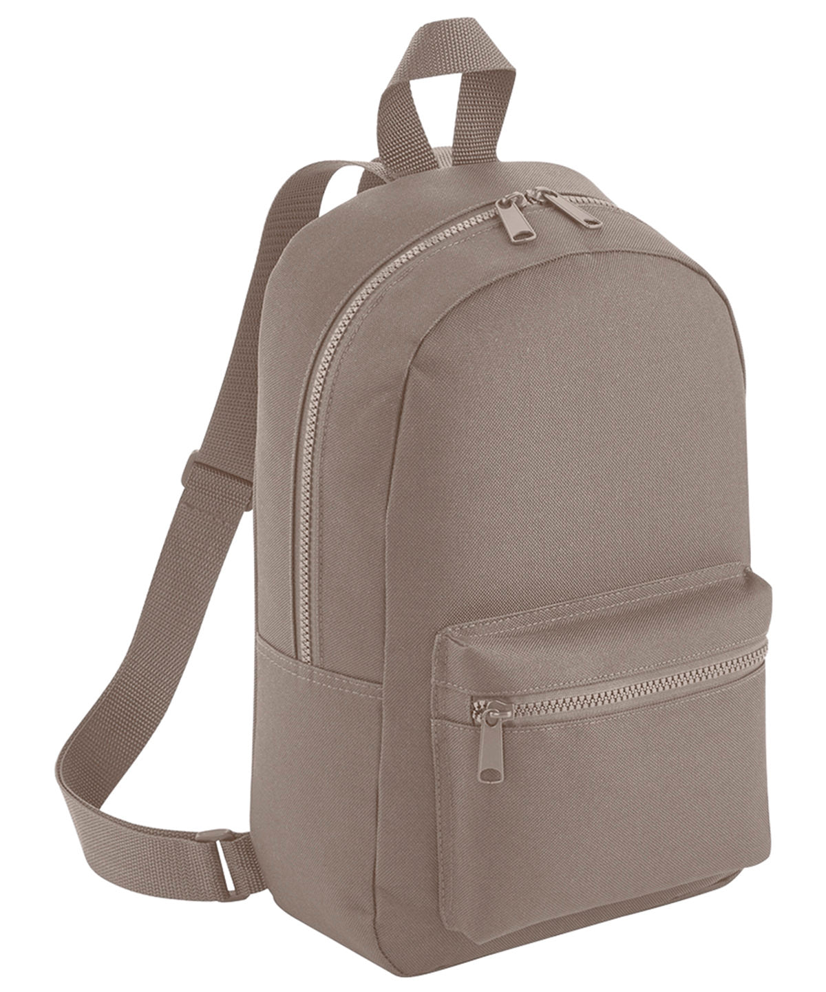 Bagbase Mini essential fashion backpack in Mushroom, front view