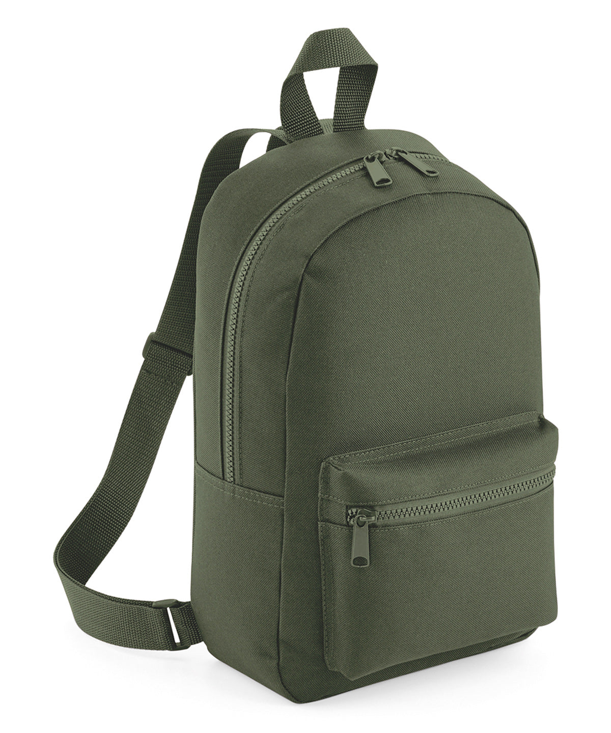 Bagbase Mini essential fashion backpack in Olive Green, front view