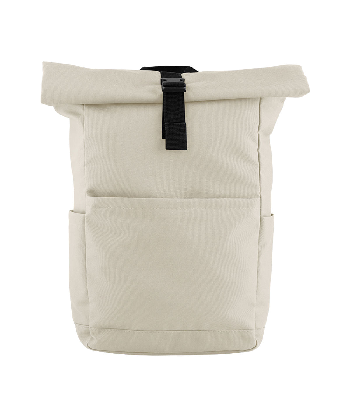 Bagbase Premium Recycled Roll Top Backpack in Natural Stone, front view