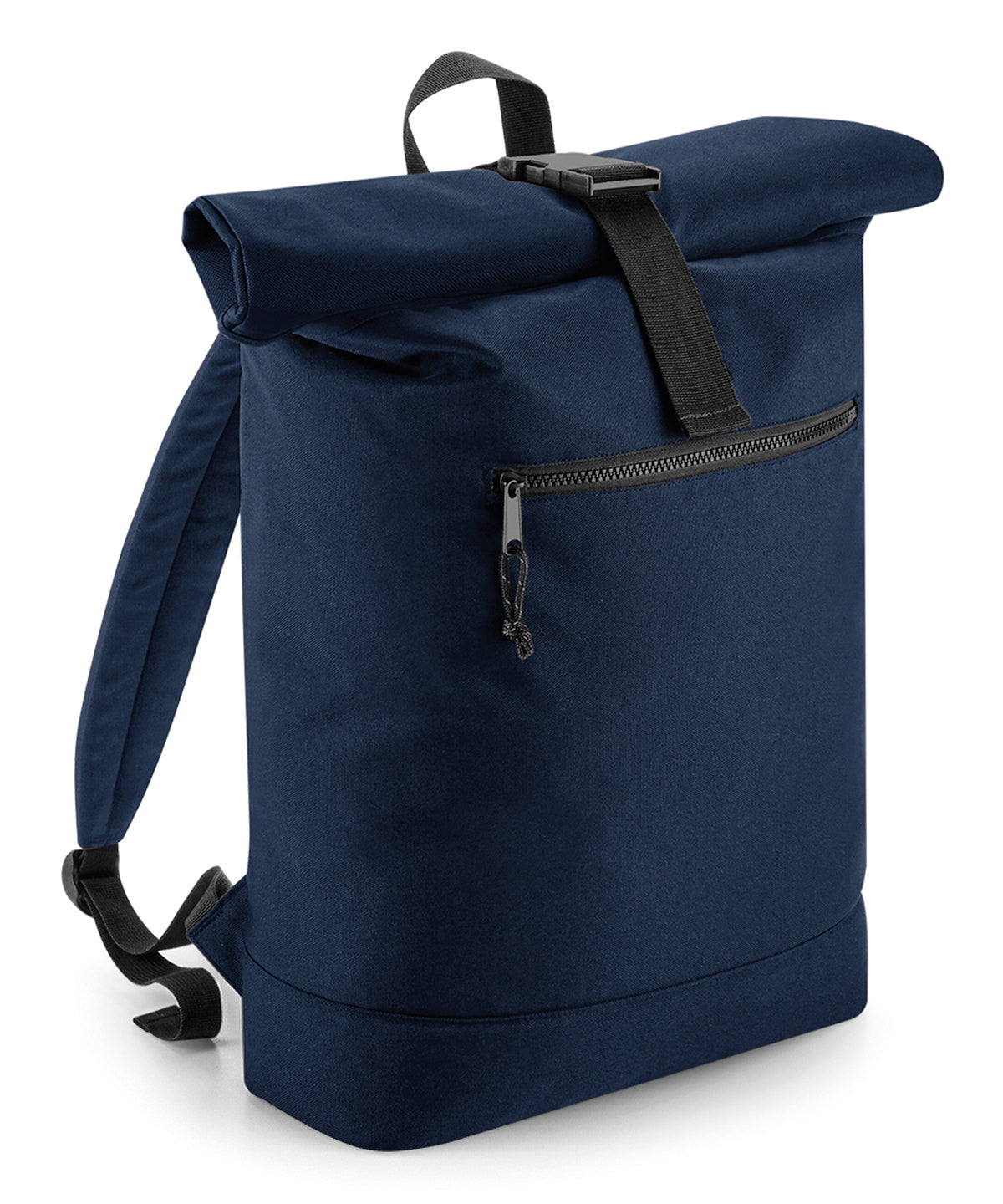 Bagbase Recycled rolled-top backpack in Navy, front view