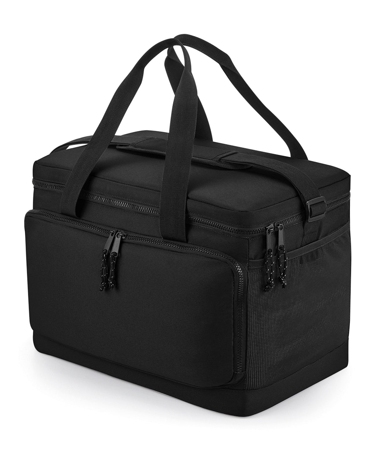 Bagbase Recycled large cooler shoulder bag in Black, front view