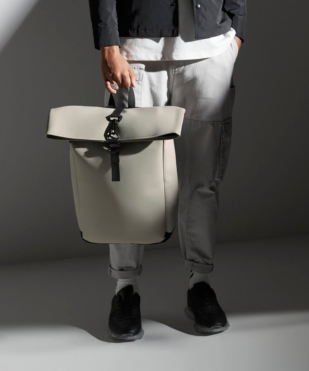 Bagbase Matte PU rolltop backpack, lifestyle photo