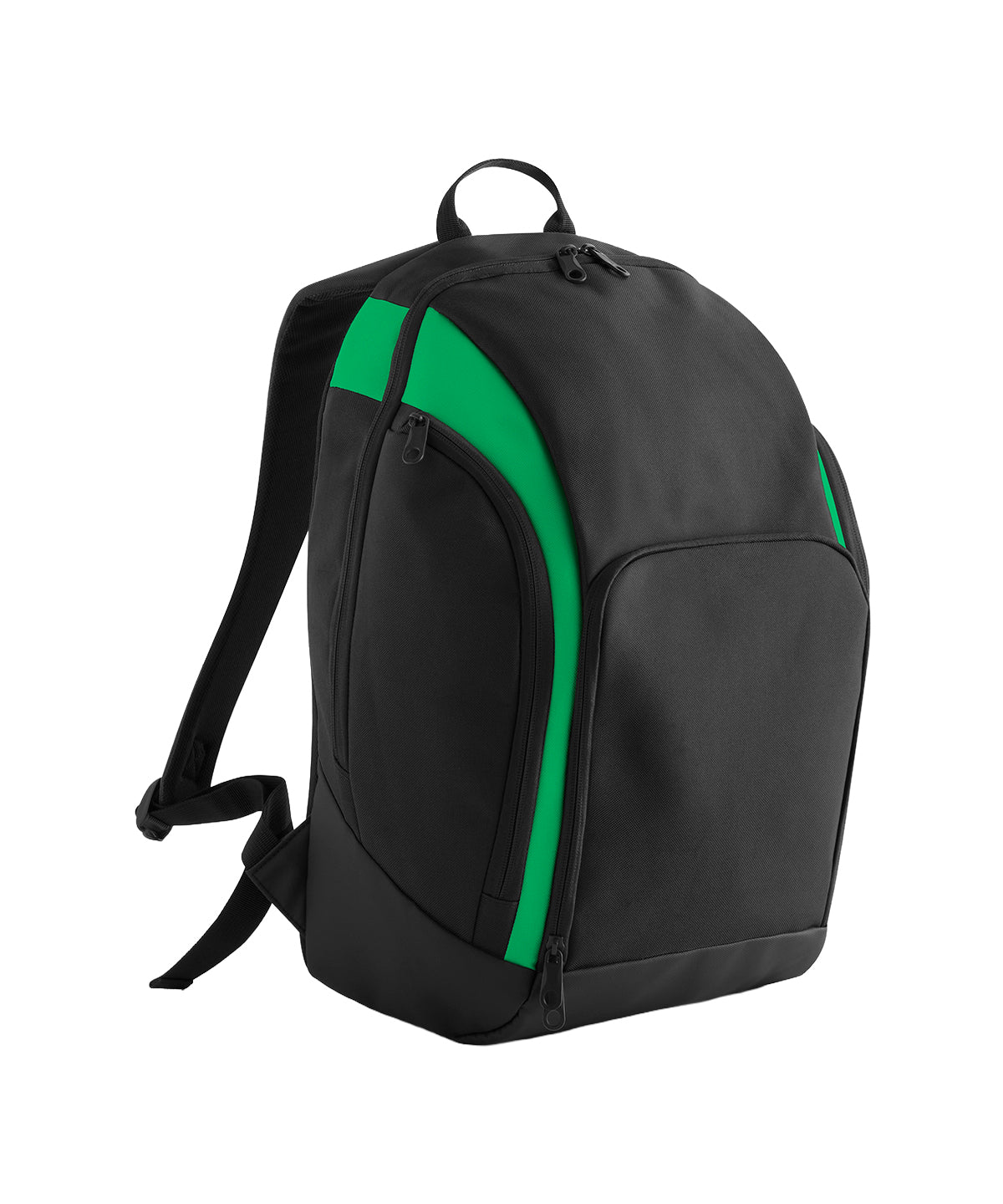 Bagbase Teamwear backpack in Black/Green, front view