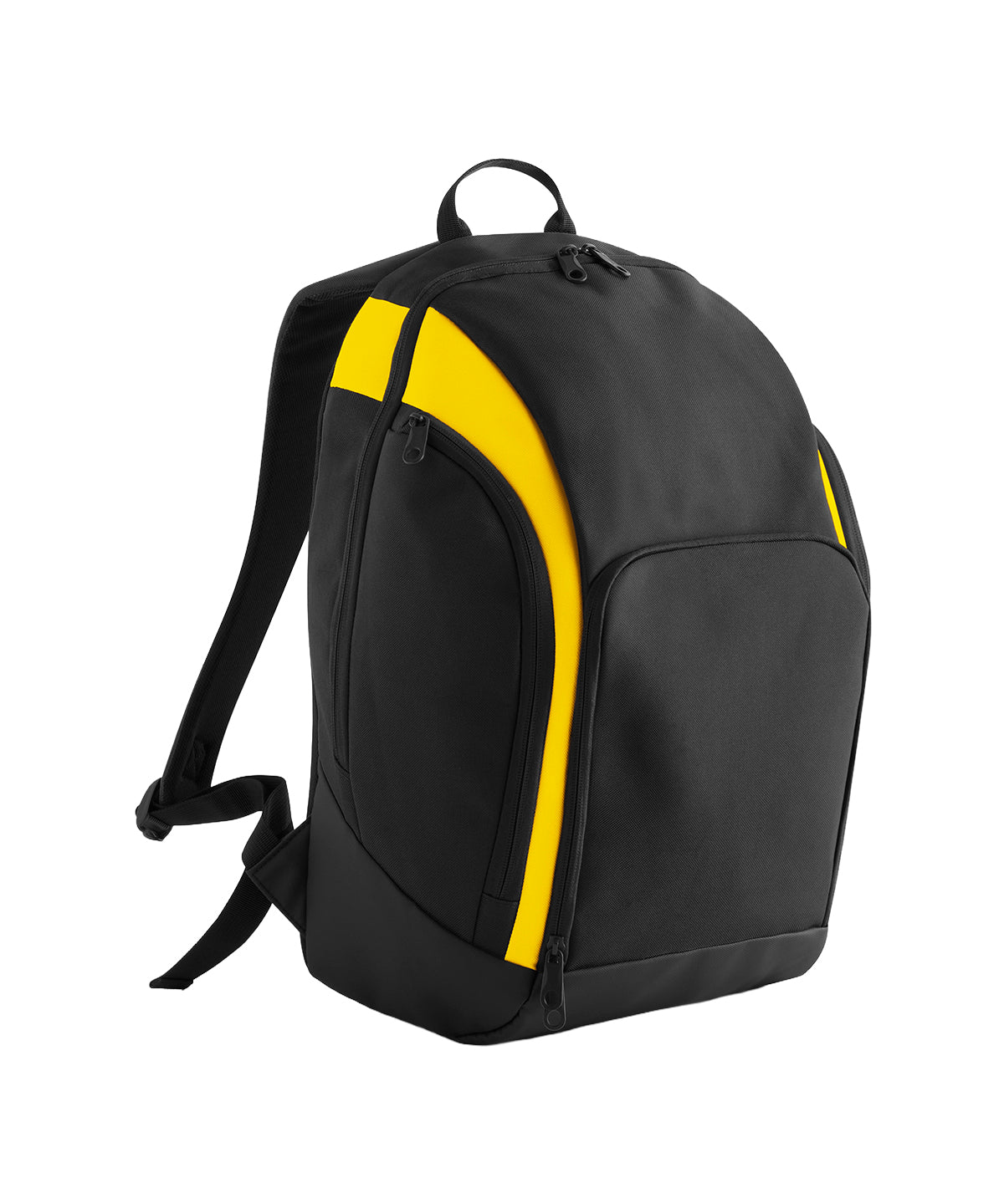 Bagbase Teamwear backpack in Black/Yellow, front view