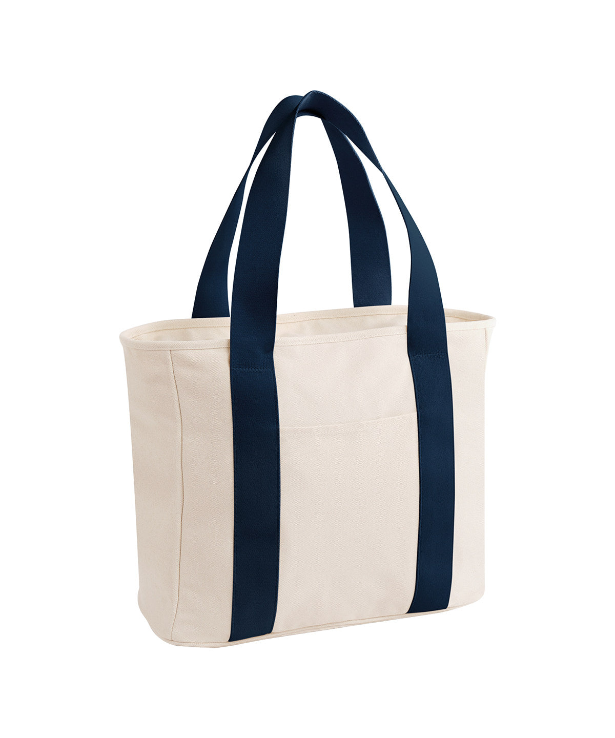 Bagbase Edit canvas tote in Natural/Navy, front view