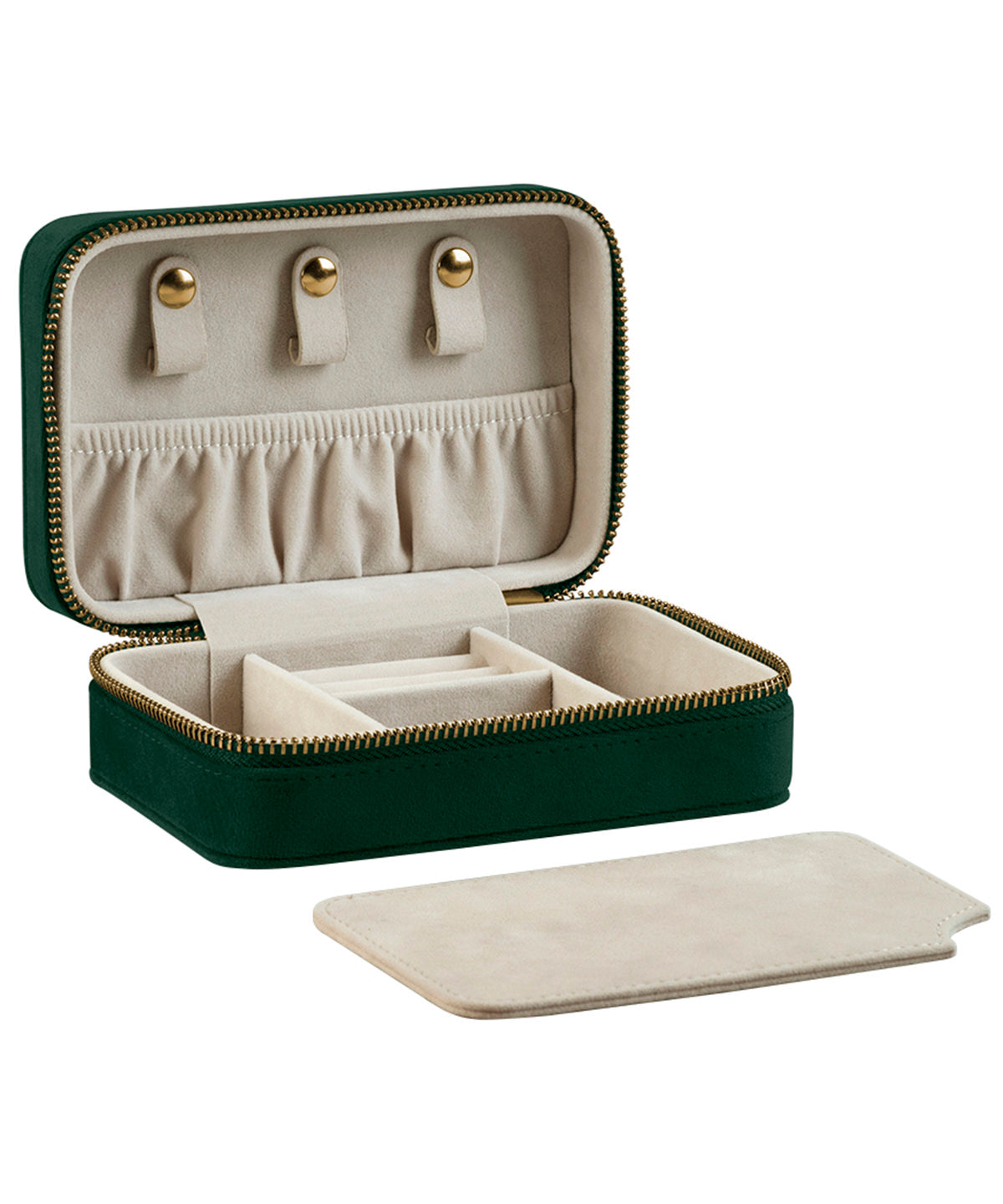 Bagbase Velvet travel jewellery box in Dark Emerald, front view