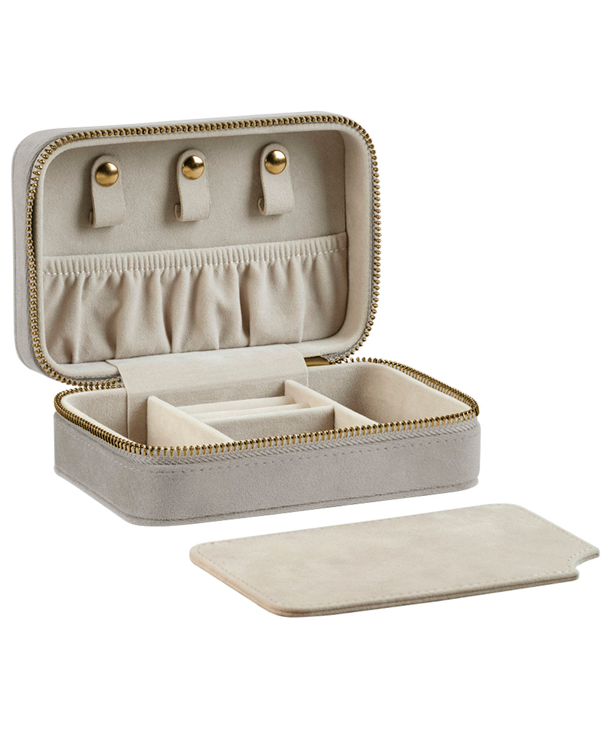 Bagbase Velvet travel jewellery box in Moonstone, front view