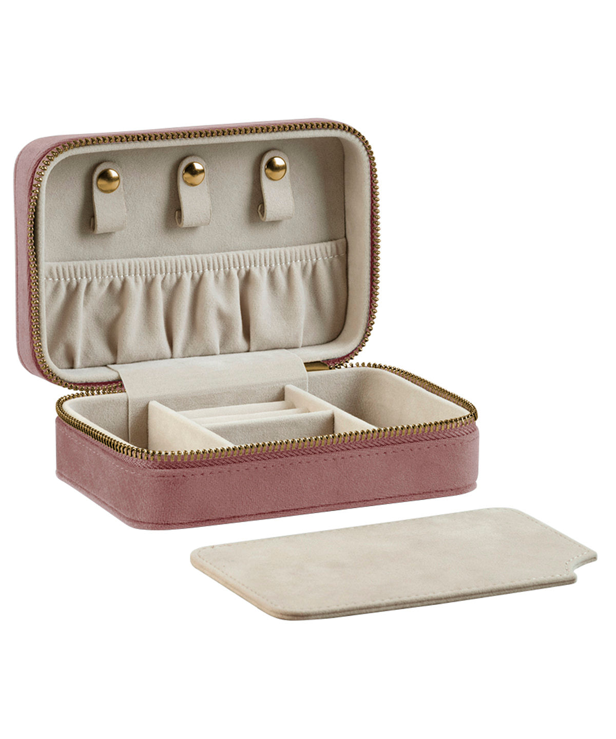 Bagbase Velvet travel jewellery box in Rose Quartz, front view
