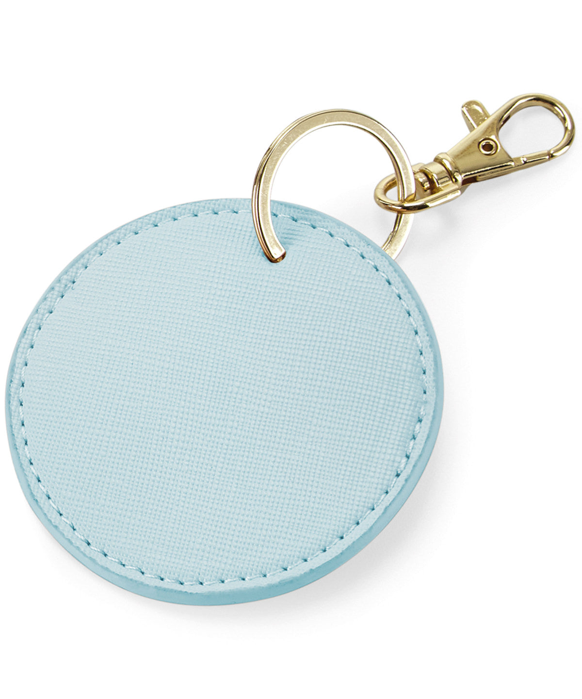 Bagbase Boutique circular keyclip in Soft Blue, front view