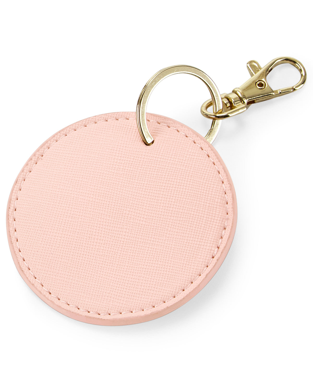 Bagbase Boutique circular keyclip in Soft Pink, front view