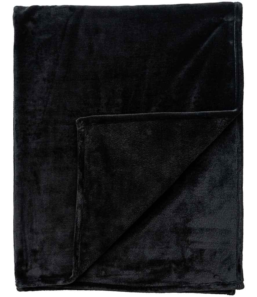 Brand Lab Large Plush Fleece Blanket in Black, front view