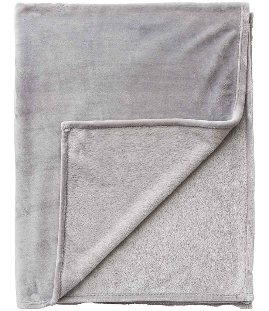 Brand Lab Large Plush Fleece Blanket in Silver Grey, front view