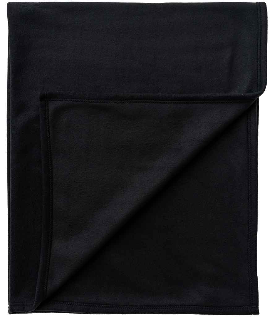Brand Lab Large Polar Fleece Blanket in Black, front view