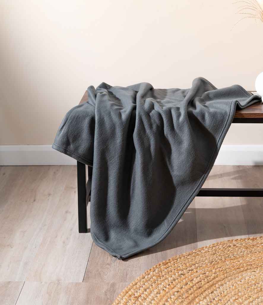 Brand Lab Large Polar Fleece Blanket in Charcoal, front view