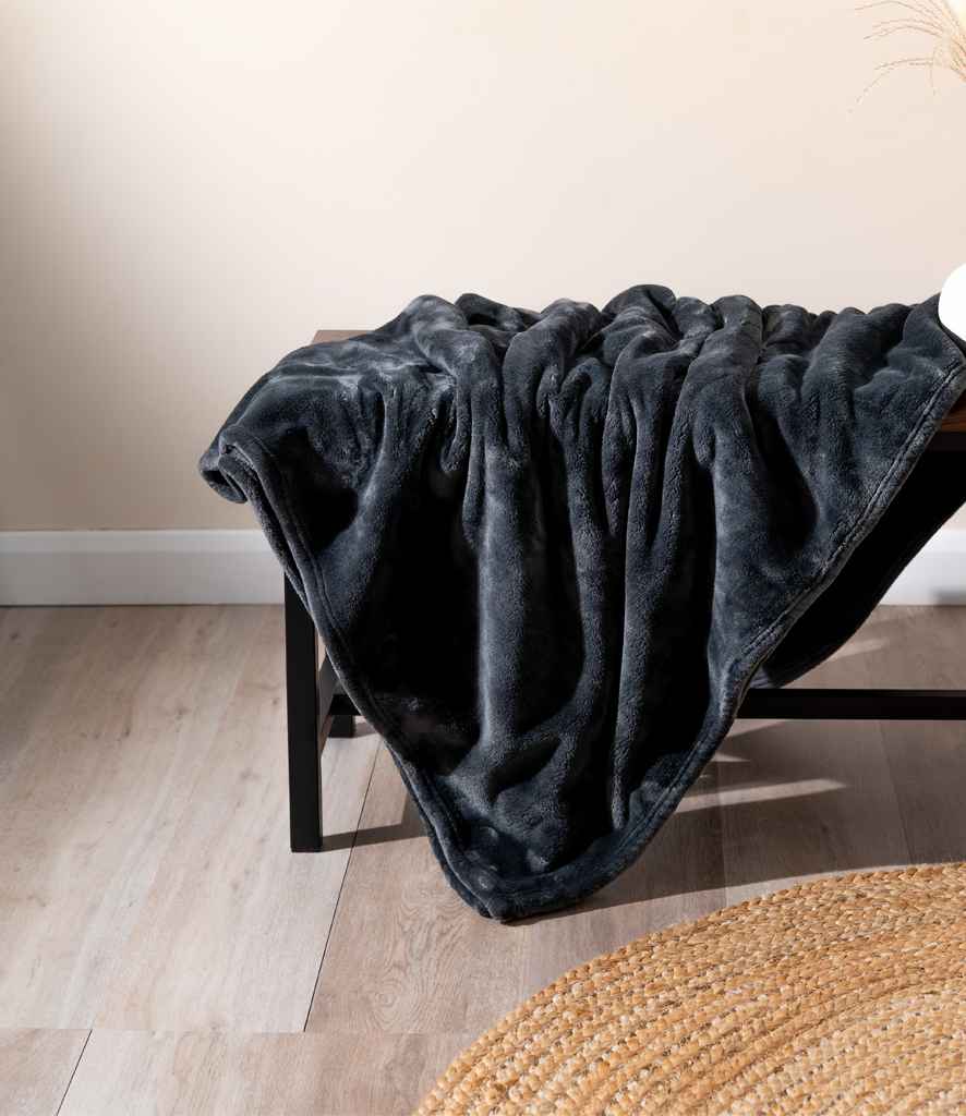 Brand Lab Extra Large Plush Fleece Blanket in Black, front view