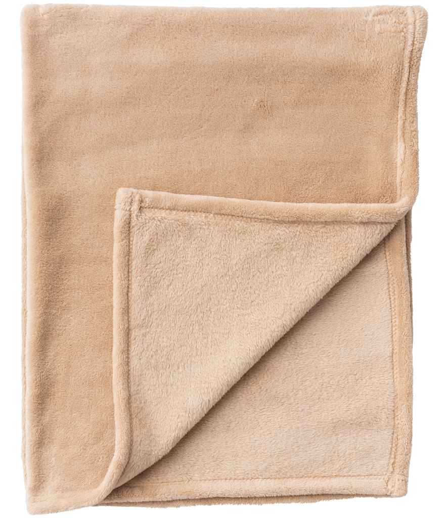 Brand Lab Pet Teddy Fleece Blanket in Camel, front view