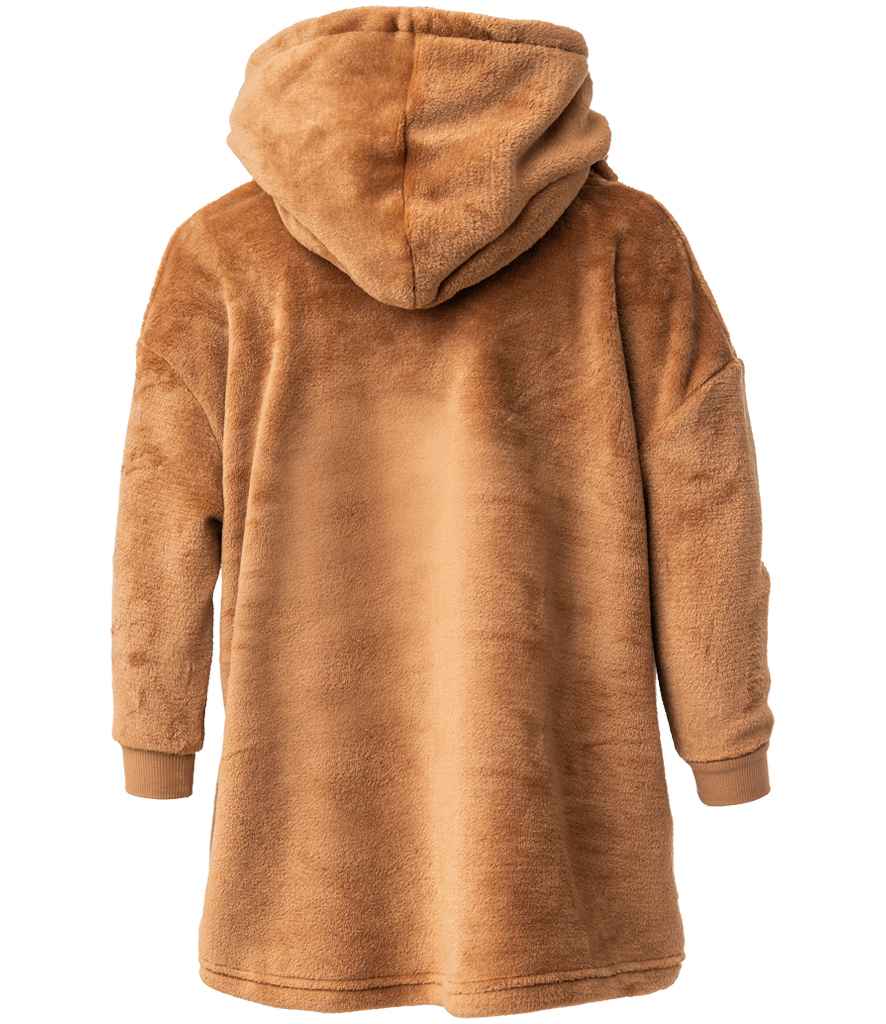 Brand Lab Kids Character Cushion Hooded Blanket in Brown Teddy, back view