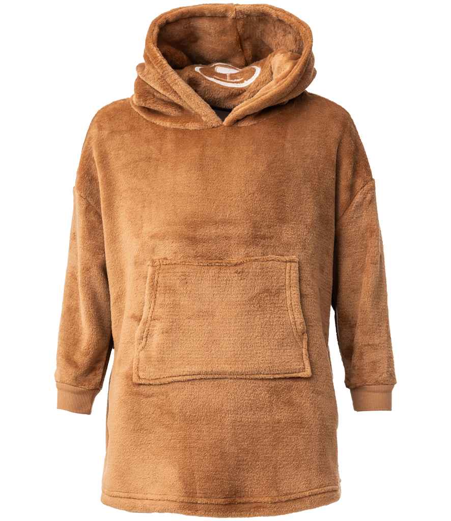 Brand Lab Kids Character Cushion Hooded Blanket in Brown Teddy, front view