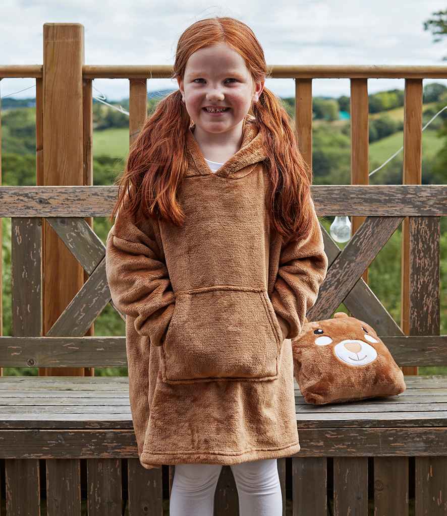 Brand Lab Kids Character Cushion Hooded Blanket in Brown Teddy