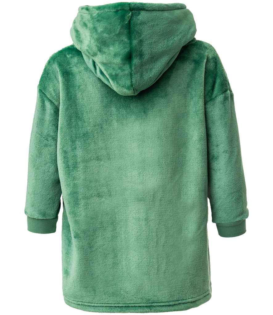 Brand Lab Kids Character Cushion Hooded Blanket in Green Dinosaur, back view