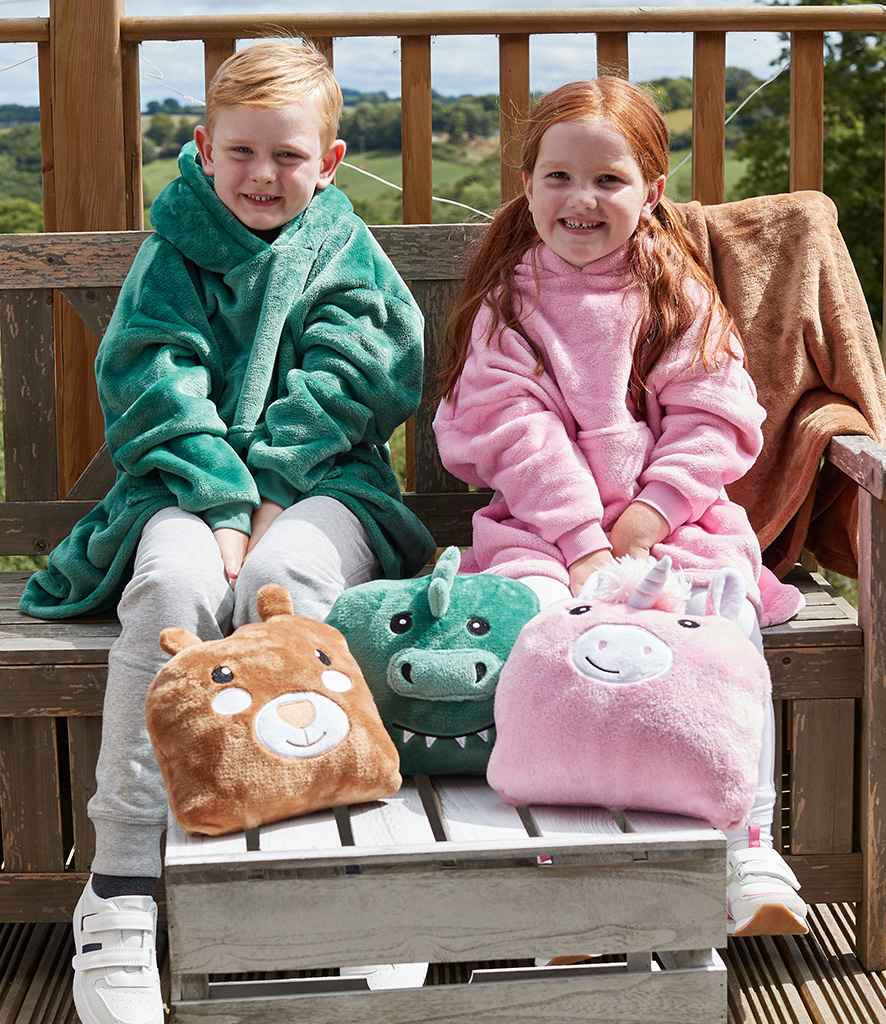 Brand Lab Kids Character Cushion Hooded Blanket in Green Dinosaur
