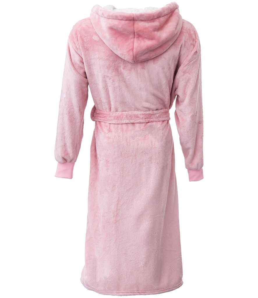 Brand Lab Unisex Hooded Cuffed Robe in Blush Pink, back view