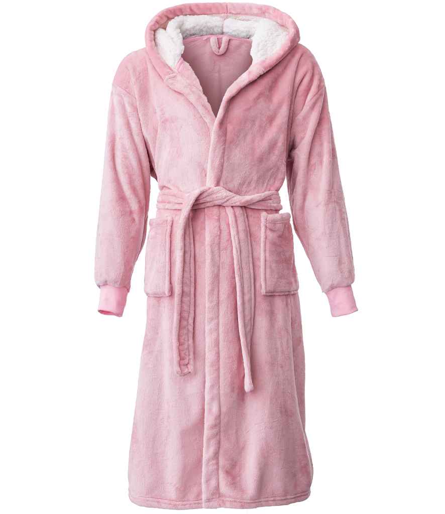Brand Lab Unisex Hooded Cuffed Robe in Blush Pink, front view
