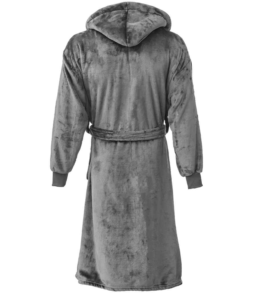 Brand Lab Unisex Hooded Cuffed Robe in Charcoal, back view
