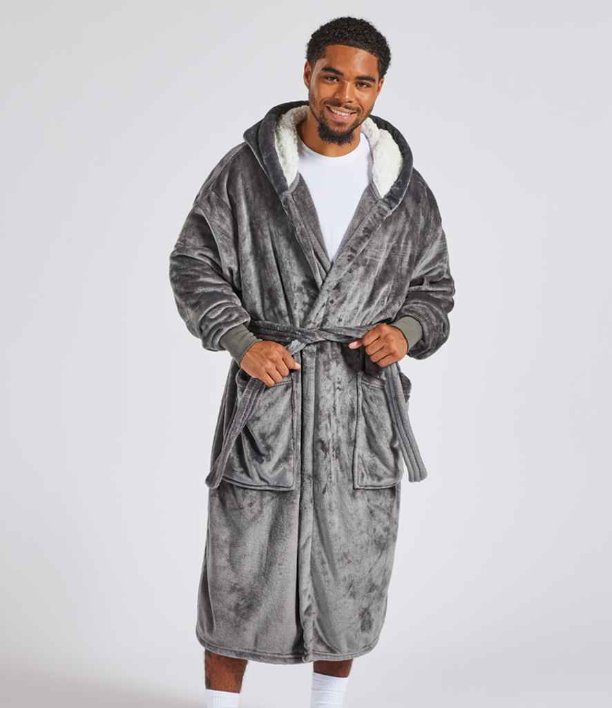 Brand Lab Unisex Hooded Cuffed Robe in Charcoal