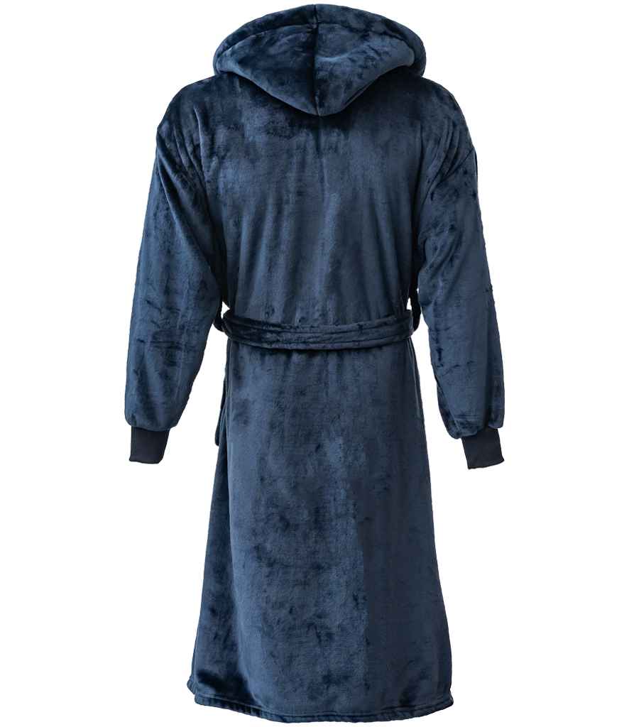 Brand Lab Unisex Hooded Cuffed Robe in Navy, back view