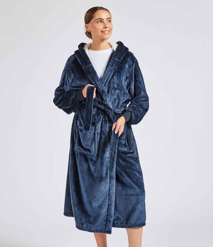 Brand Lab Unisex Hooded Cuffed Robe in Navy