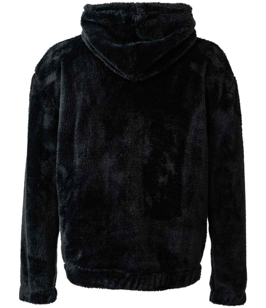 Brand Lab Unisex Fluffy Fleece Hoodie in Black, back view