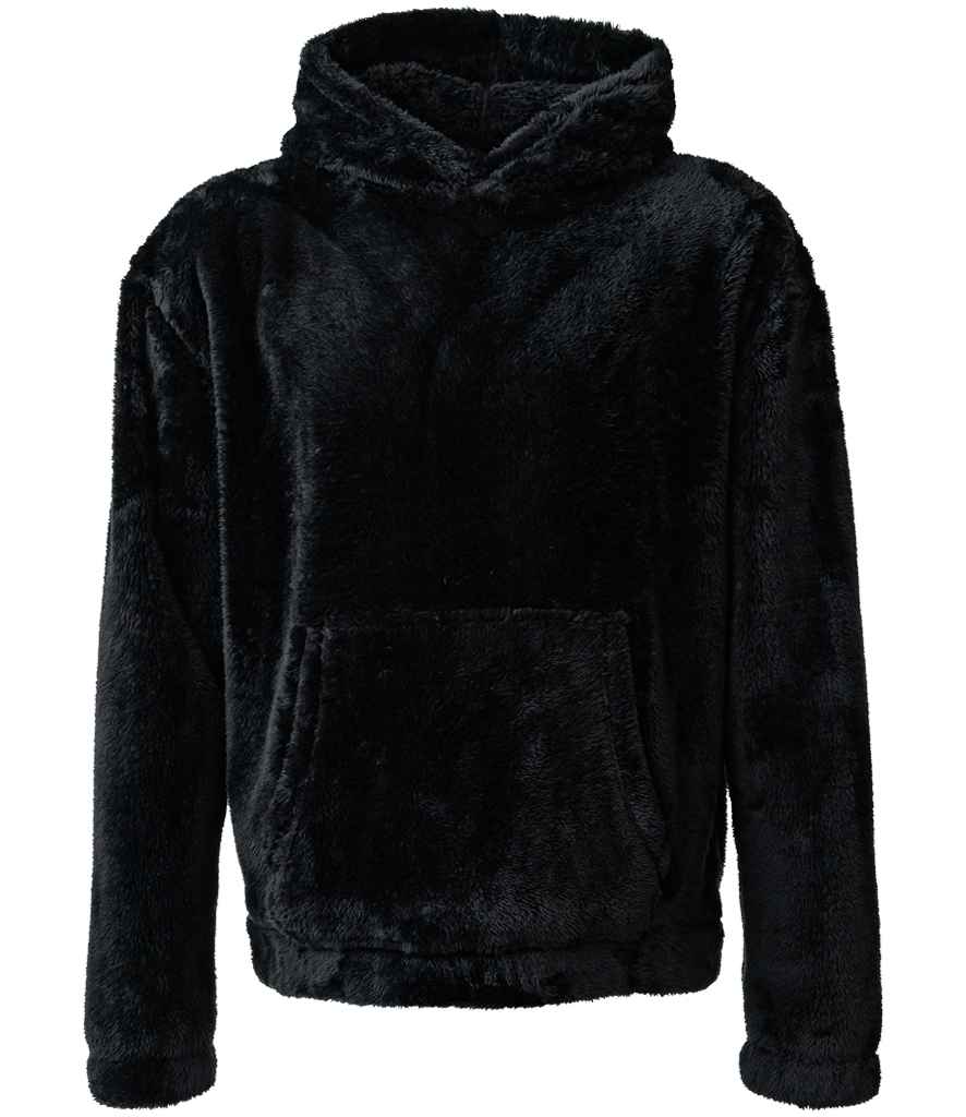 Brand Lab Unisex Fluffy Fleece Hoodie in Black, front view