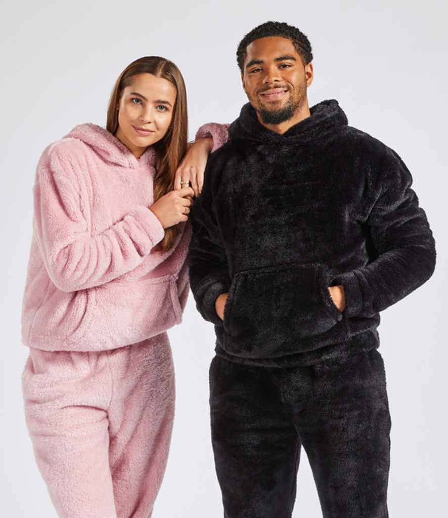 Brand Lab Unisex Fluffy Fleece Hoodie in Blush Pink