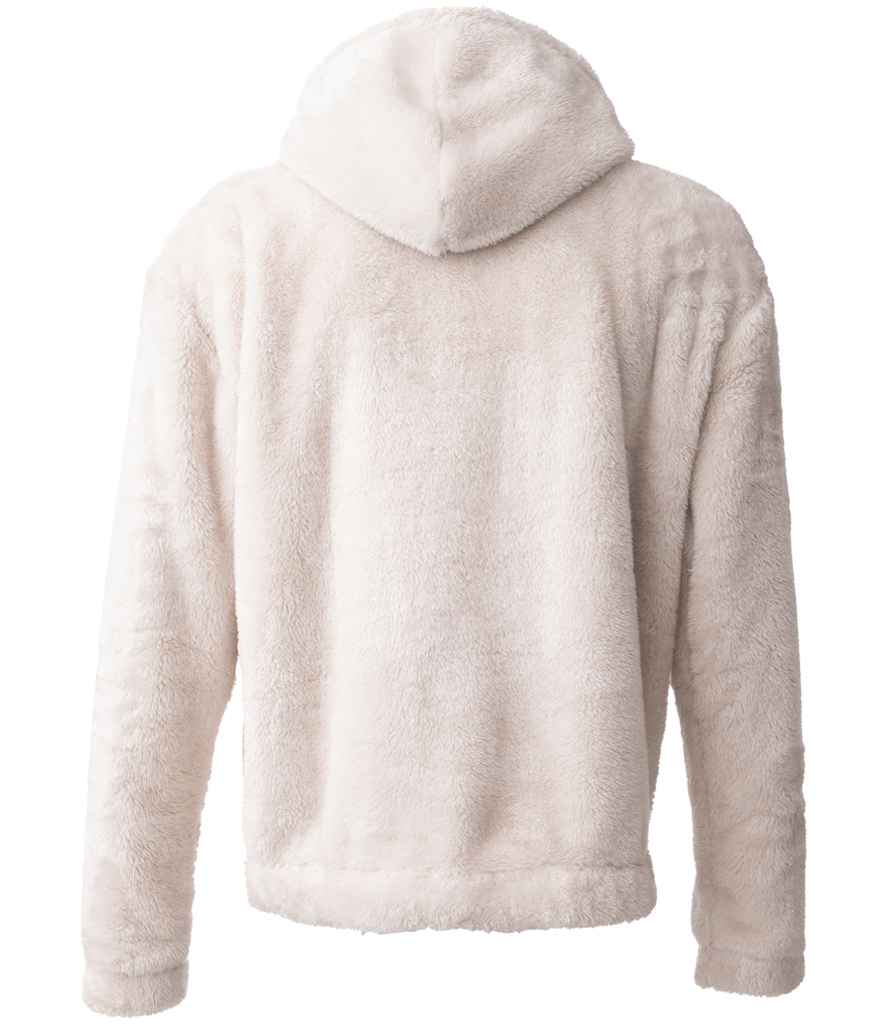 Brand Lab Unisex Fluffy Fleece Hoodie in Natural, back view