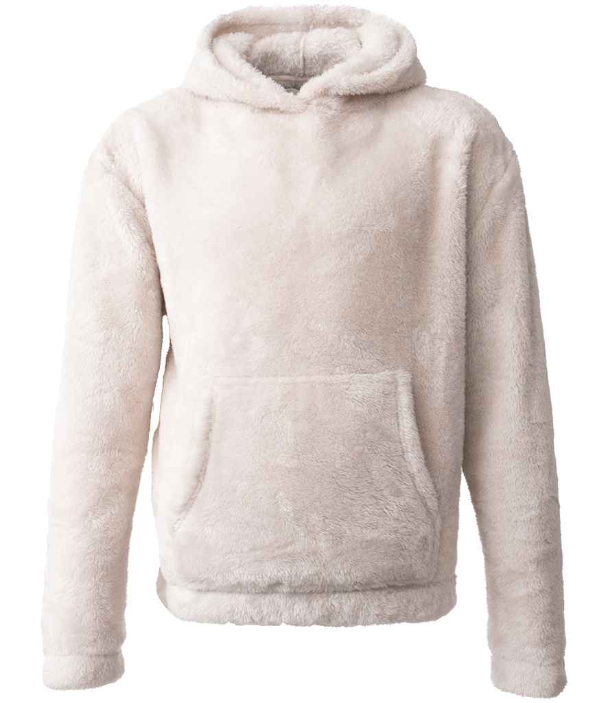 Brand Lab Unisex Fluffy Fleece Hoodie in Natural, front view