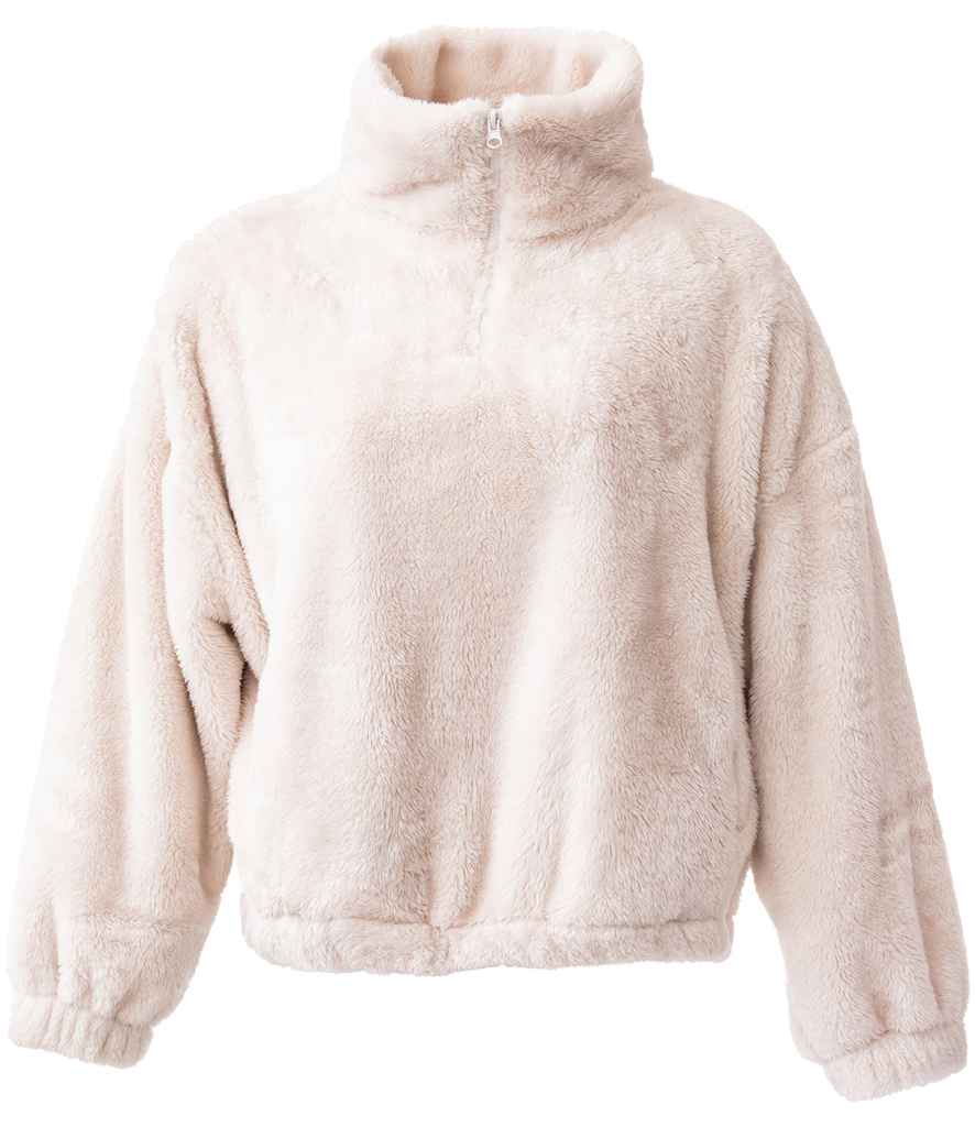 Brand Lab Ladies Fluffy 1/4 Zip Fleece in Natural, front view