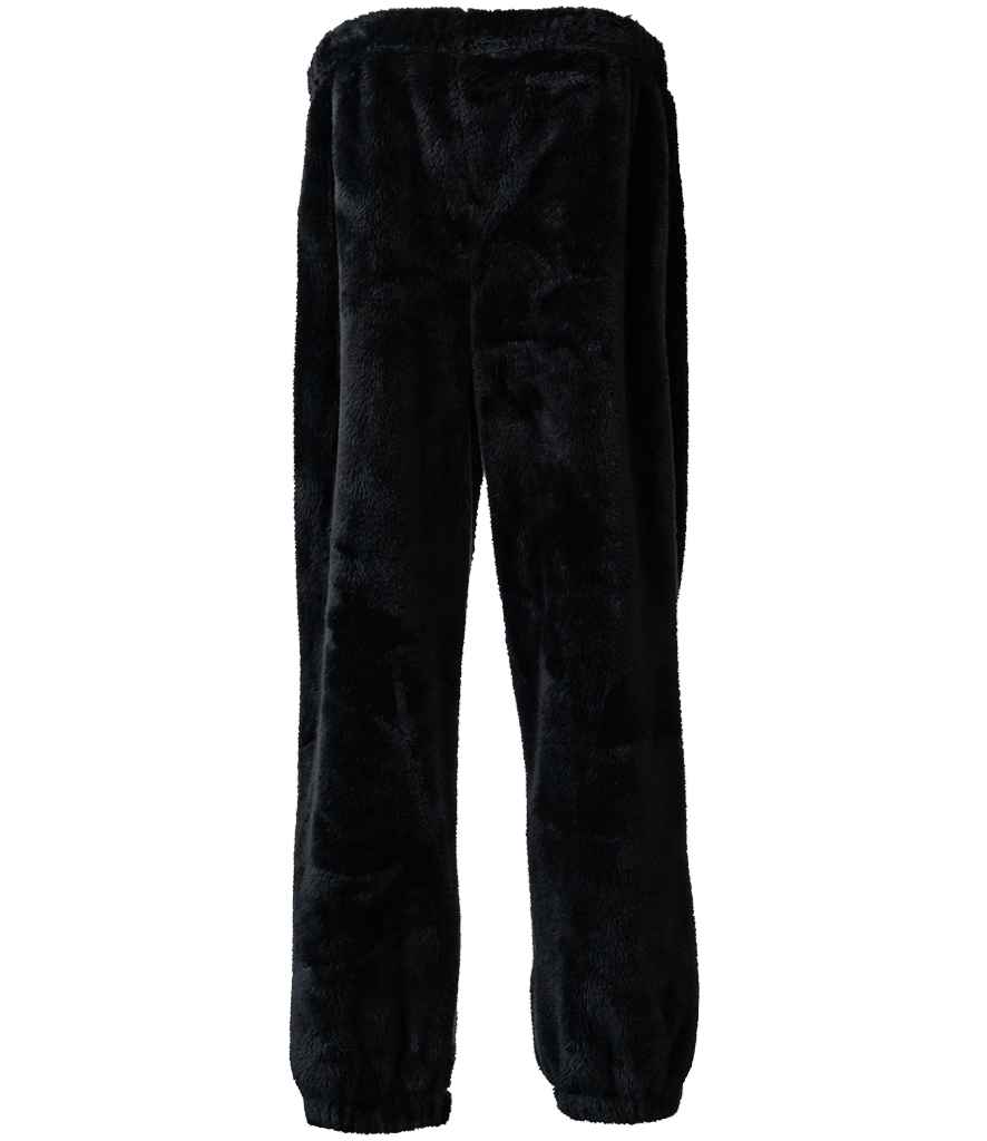 Brand Lab Unisex Fluffy Fleece Joggers in Black, back view