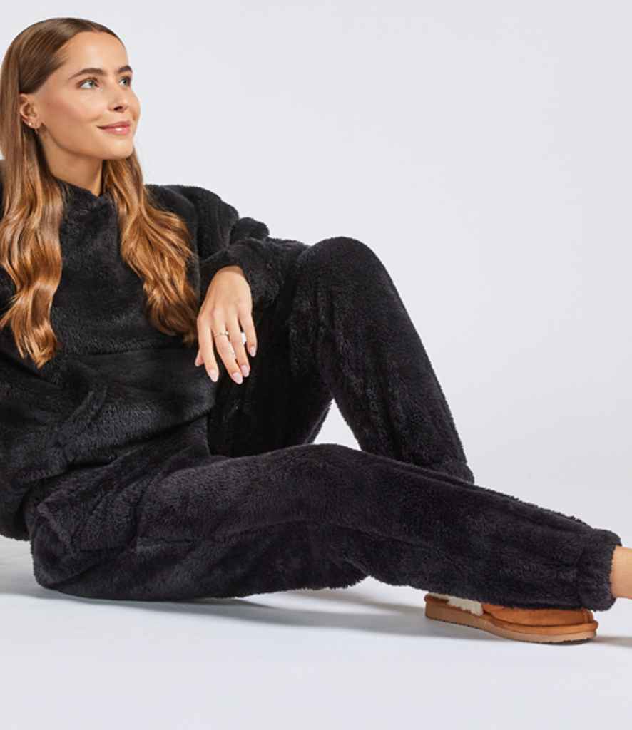 Brand Lab Unisex Fluffy Fleece Joggers in Black