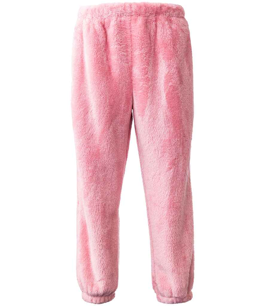 Brand Lab Unisex Fluffy Fleece Joggers in Blush Pink, back view