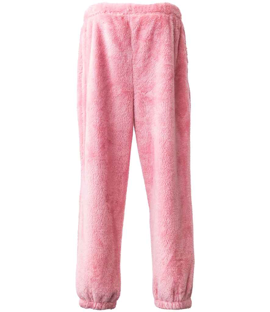 Brand Lab Unisex Fluffy Fleece Joggers in Blush Pink, front view