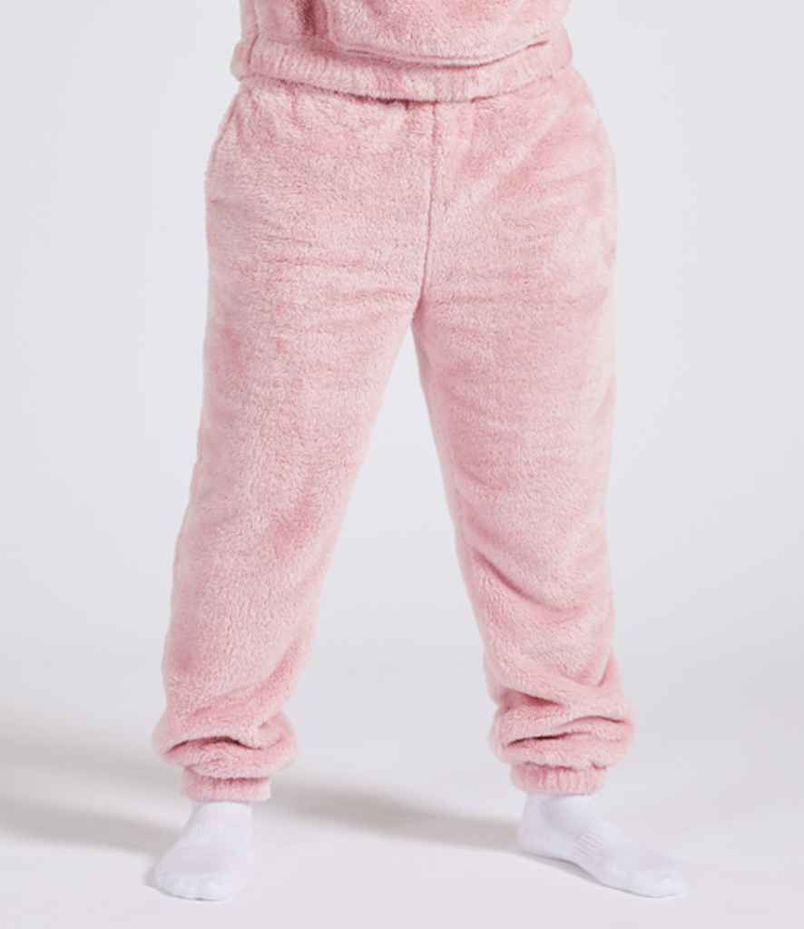 Brand Lab Unisex Fluffy Fleece Joggers in Blush Pink