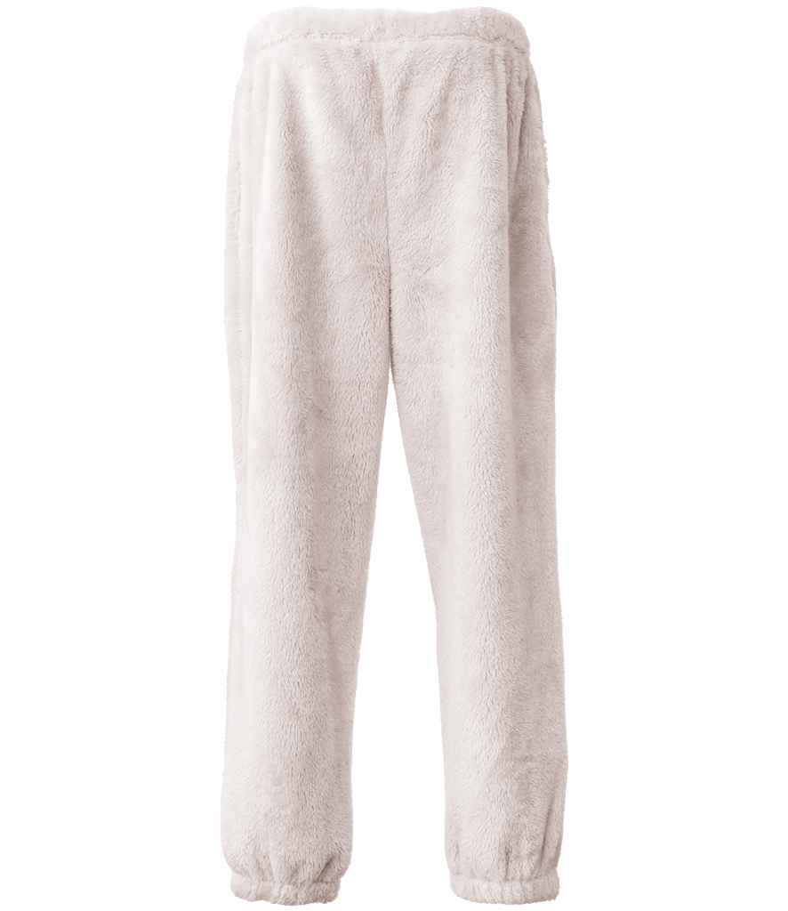 Brand Lab Unisex Fluffy Fleece Joggers in Natural, back view